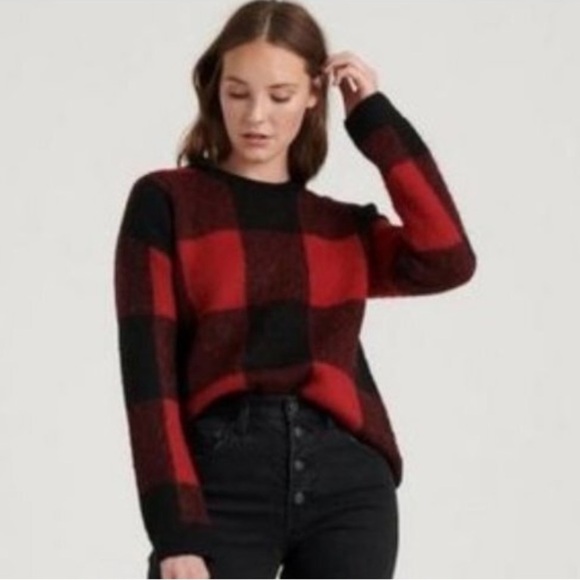 Lucky Brand Red and Black wool blend Sweater NWT - Picture 1 of 10